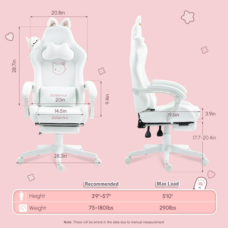 Dowinx Cat-Ear Gaming Chair, Ergonomic Recliner with Massage
