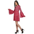 thumbnail image 3 of Moomaya Robe Courte Imprimée pour Femmes Tenue Décontractée Manches Évasées Vêtements d'Été, 3 of 6
