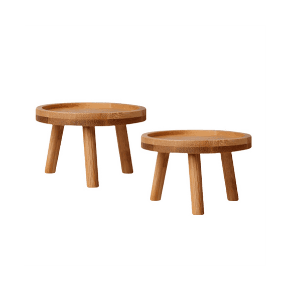 Wooden Plant Holder Stool Small Round Table for Potted Plant Fish Tank Indoor Plant Pot Display Stand 2Pcs