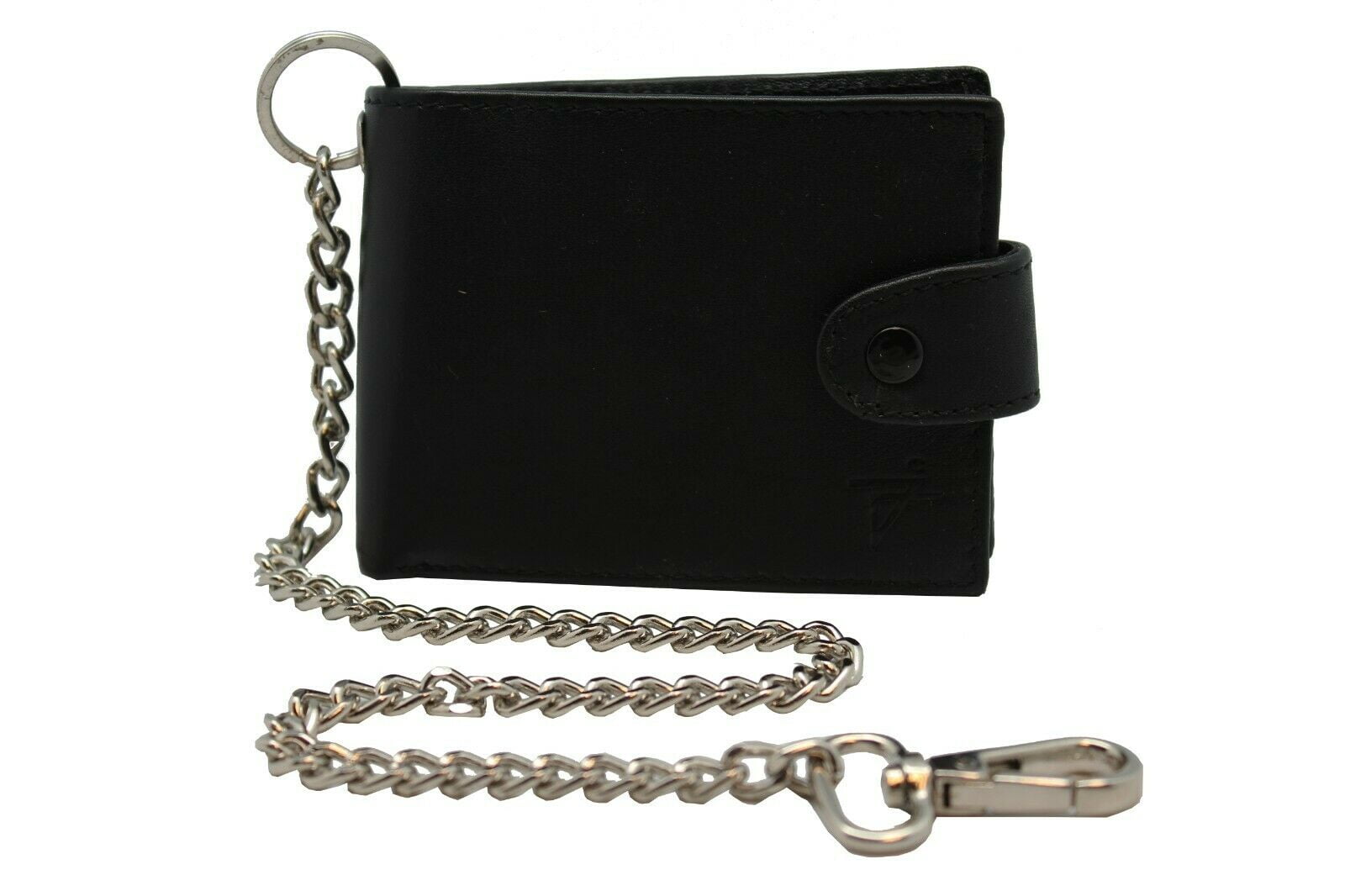 BLACK WIDE BI-FOLD EURO SIZE WALLET HIDDEN KEY SLOT 53-28 GENUINE CALF LEATHER