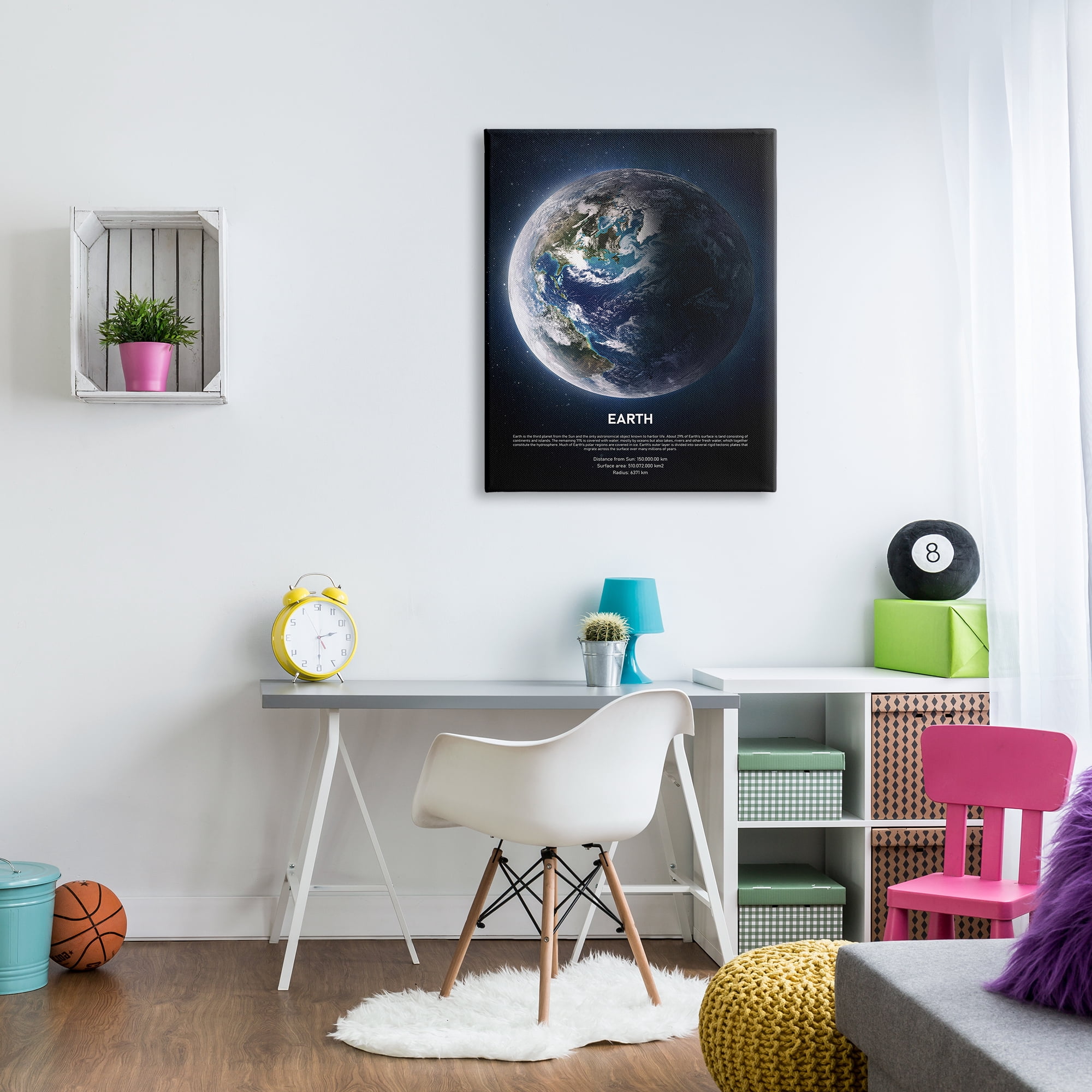 Stupell Industries Planet Earth Infographic Milk Way Outer Space Facts Novelty Photography Gallery-Wrapped Canvas Print Wall Art, 30 x 40, Design by Design Fabrikken