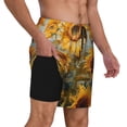 thumbnail image 3 of Picia Sunflower Field Art pattern Mens Swim Trunks with Compression Liner Stretch Beach Shorts Quick Dry with Zipper Pockets No-Chafing Board Shorts-X-Large, 3 of 9