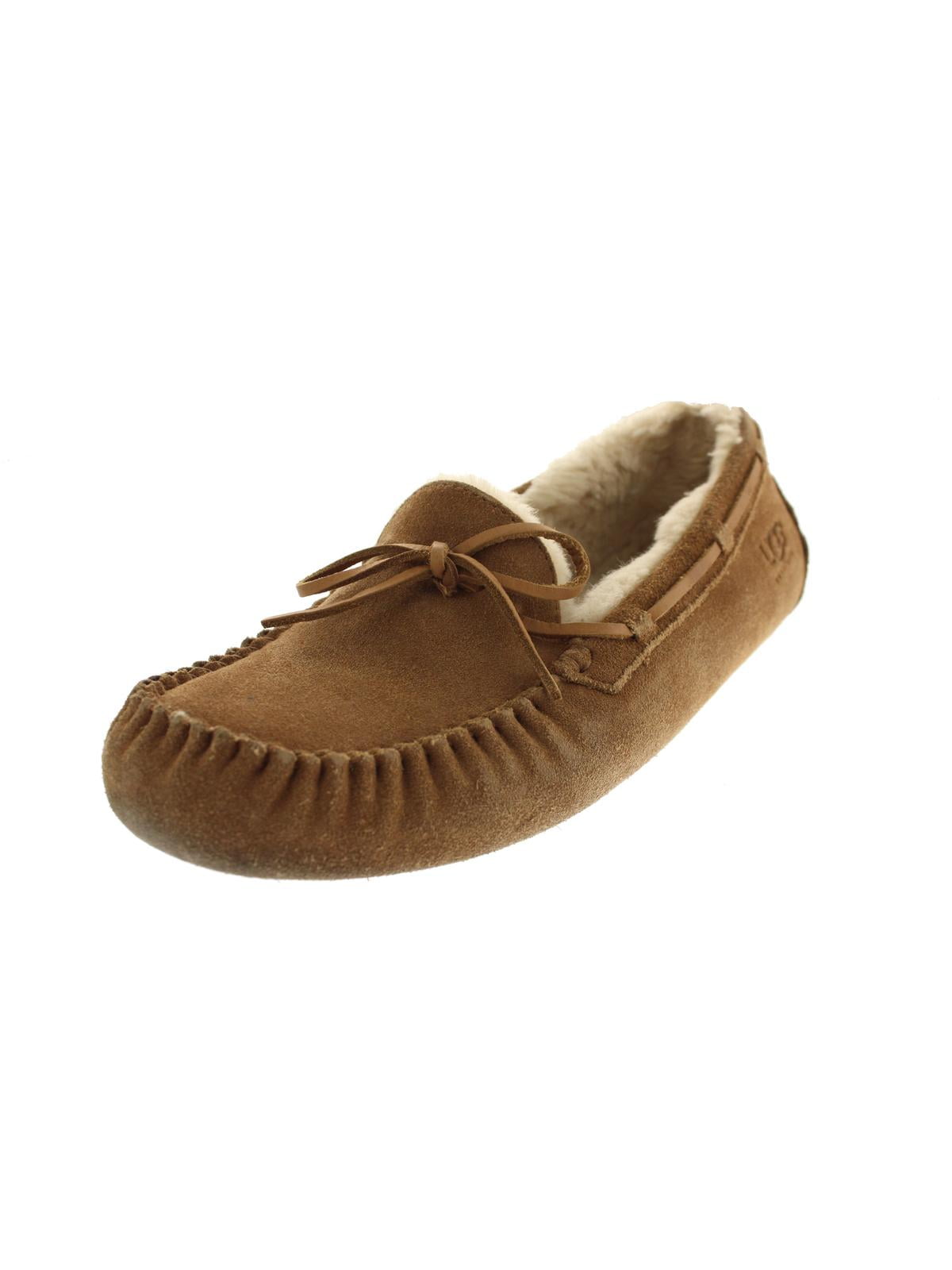 Moccasins Mens Suede Real Wool Lined Moccs Slippers Brown