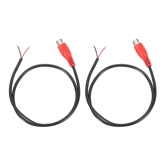 1.6FT RCA to Bare Wire Speaker Cable, 22AWG Replacement Red RCA Female Plug to Open End Pigtail Audio Cable Connector Adapter for Amplifier, Home Audio Speakers, Pack of 2