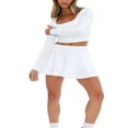 thumbnail image 1 of Solid Color Long Sleeve Women‘s Cropped Tops with Navel Show, 1 of 6