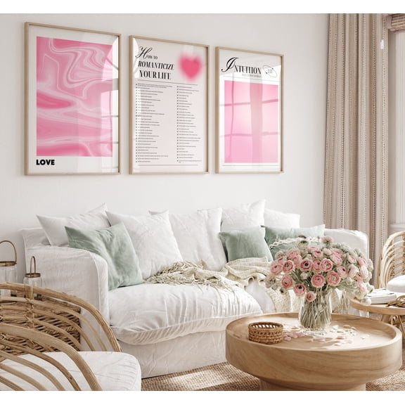 Blush Pink Aura Wall Art College Dorm Decor Celestial Trendy Eclectic Pink Aesthetic Set 3 Unframed Paper Print 8x12