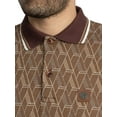 thumbnail image 4 of Trojan Chequerboard Diamond Jacquard Panel Polo Shirt, Brown, 4 of 6