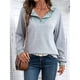 thumbnail image 4 of Camisetas de Larga de Moda de Otoño para Mujer, Sudaderas con Cuello en V y Botones de Patchwork, Tops Casuales Tipo Pulóver Gris L, 4 of 9