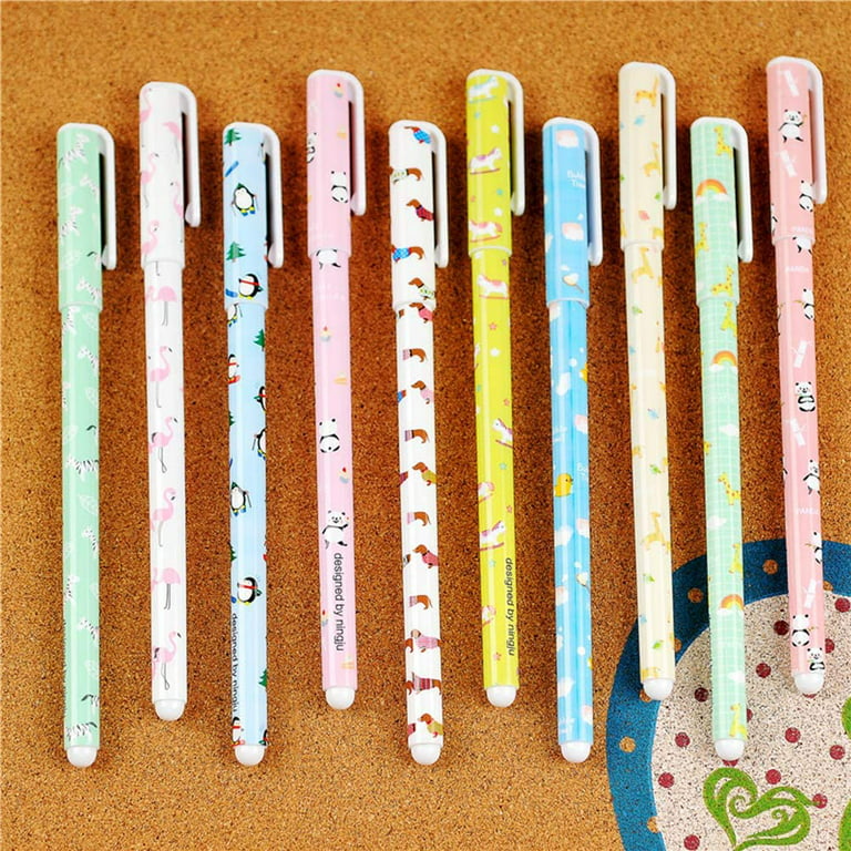 Cute Pens Cartoon Animal Pattern Pens Colored Gel Pen 0.5mm Fine Point  Color Gel Ink Panda Pen Kids Students School Supplies, Assorted, 10  Count(D) 