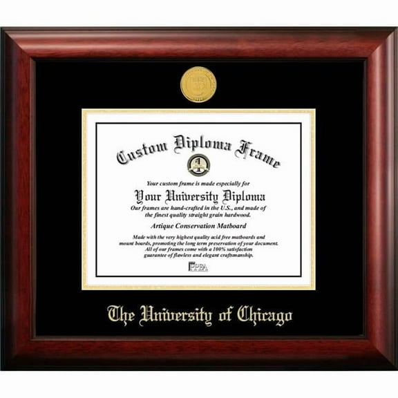 Campus Images IL968GED-129 9 x 12 in. University of Chicago Gold Embossed Diploma Satin Mahogany Frame with Lithograph