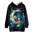 thumbnail image 4 of Xoenoiee Panda Leaves Moon Star Print Sweatshirt Dress for Girls Long Hoodies Graphic Sweatshirts for Kids Long Sleeve Pullover Top Active Fall Clothes Hooded Sweater Shirts Outfits, 13-14 Years, 4 of 7