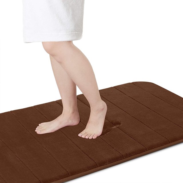 LAICAIW Memory Foam Bath Mat Large Size,60.2 x 24 Inches, Soft and Comfortable, Super Water Absorption, Non-Slip, Thick, Machine Wash, Easier to Dry for Bathroom Floor Rug, Brown
