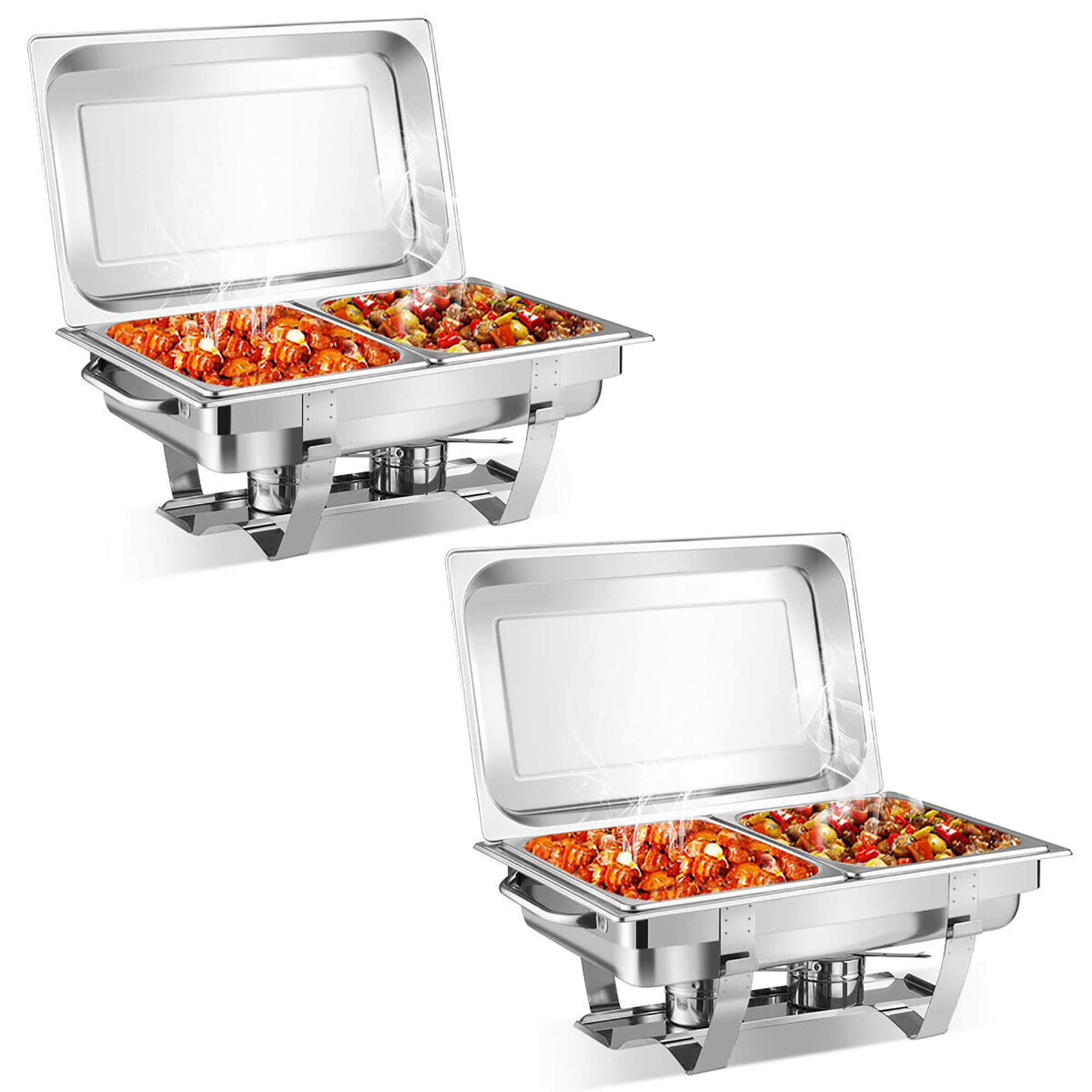 2 PACK CATERING STAINLESS STEEL CHAFER CHAFING DISH SETS 5 QT PARTY PACK 