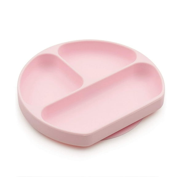 Portion Suction Plate Unbreakable Silicone Divided Pink Grip Dish Lid Exultimate