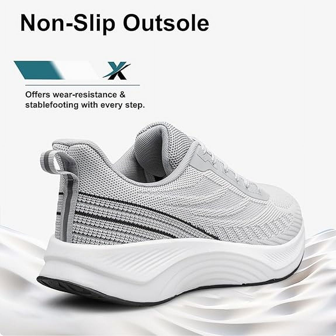 vibdiv Men's Comfortable Walking Shoes Lightweight Breathable Non-Slip Fashion Running Sneakers Light Grey Size 8