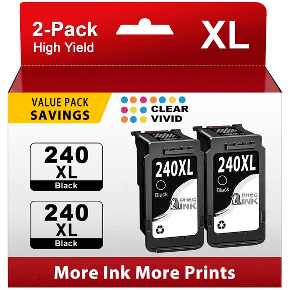 240XL Black Ink Cartridge for Canon Ink 240 240XL for Pixma MG3620 MG3520 MG3600 Printer Ink (2 Black)