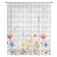 thumbnail image 2 of Botanical Wildflowers Sheer Curtains 96 Inches Long, Spring Farmhouse Floral Grey Plaid Light Filering Curtains, Privacy Drapes Simi Floor to Veiling Curtain for Living Room Bedroom Window Treatment, 2 of 9