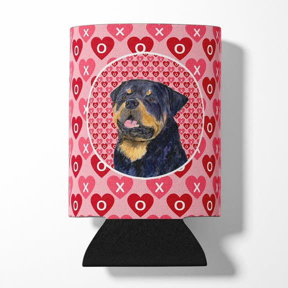 Rottweiler Hearts Love and Valentines Day Portrait Can or Bottle Hugger