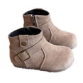 thumbnail image 3 of JHOKCI Girls Winter Ankle Boots Wide Toe Lightweight Side Zipper Buckle Warm Chukka Booties, 3 of 5