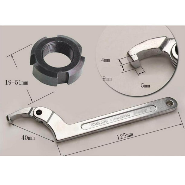 Chrome Vanadium Adjustable Spanner Hook Wrench Wrench Universal C Spanner  Tool 115-170mm Square Head 