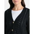 thumbnail image 4 of Time and Tru Women's and Women's Plus Cable Knit Cardigan Sweater, Lightweight, Sizes XS-4X, 4 of 5