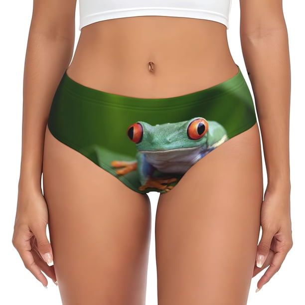 Fotbe Red-Eyed Tree Frog Calzones Estampados para Mujer – Ropa Interior de Algodón, Cómoda, Suave y Elástica-Large