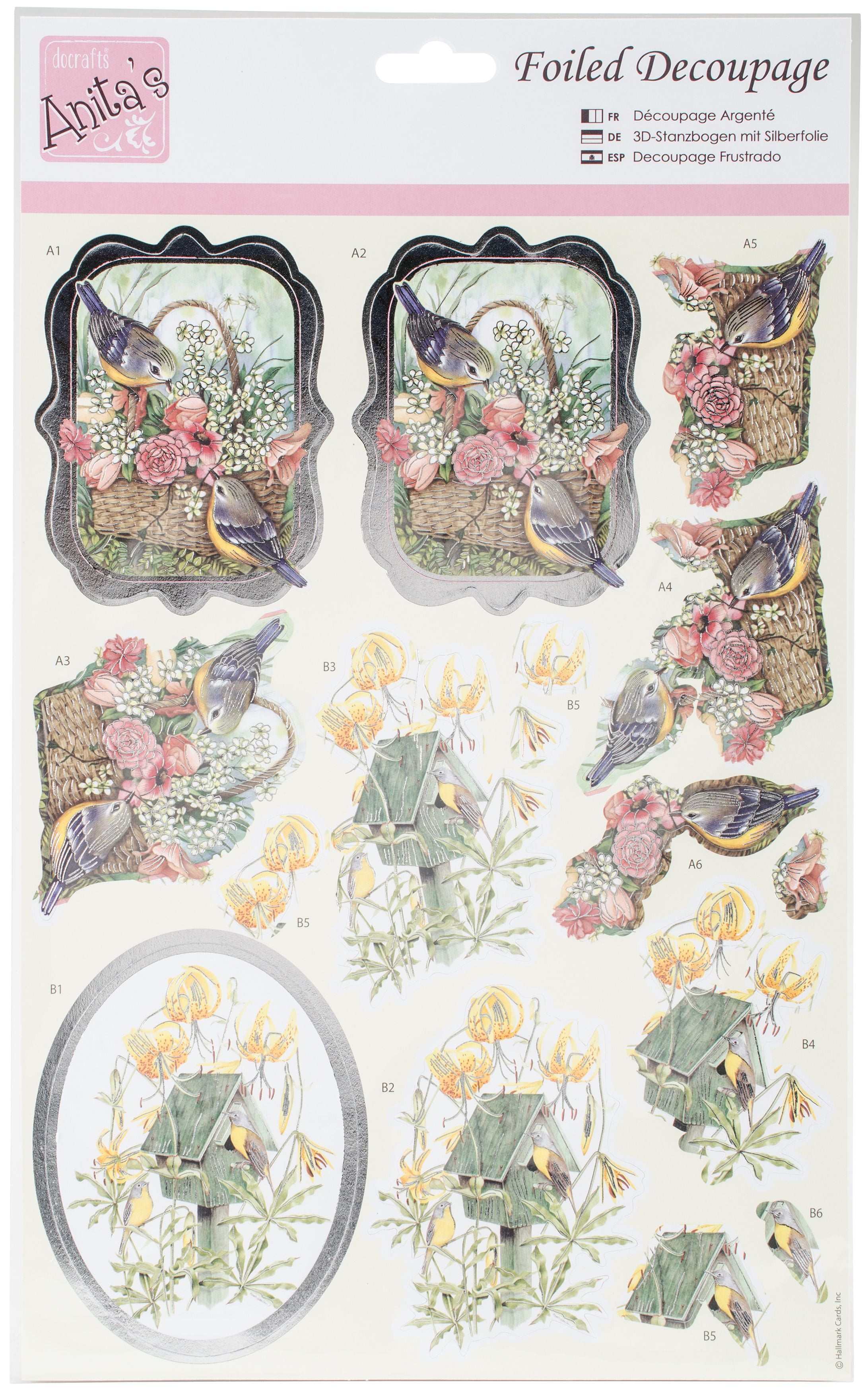 Anita's A4 Foiled Decoupage SheetSpring Birds