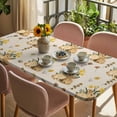 thumbnail image 3 of Easter Rabbits Table Cloths for 4 Foot Rectangle Tables, Spring Yellow Flowers Country Plants Vintage Patio Waterproof Elastic Fitted Tablecloths, Washable Rectangular Table Cover for Camping, 3 of 8