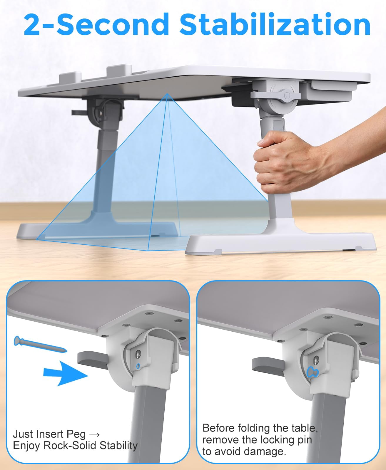 Laptop Bed Table  Height & Angle Adjustable Desk For With Materials Super Sturdy Foldable Tray Drawer Couch Floor (gray 22.04"*12.2")