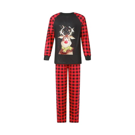 

Seyurigaoka Family Matching Christmas Pajamas Long Sleeve Outfit / Jumpsuit Plaid and elk print