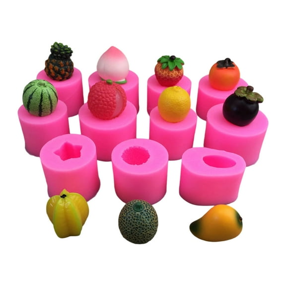 11Pcs Miniature Fruit Silicones Baking Molds Nonstick Flexible Reusable for Chocolate Candy Jelly Making Kitchen Tool