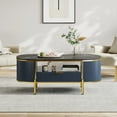 thumbnail image 3 of Yiwa Modern Oval Coffee Table, 48" Fluted Center Table with Storage Organizer and Faux Marble Top, 3 of 7