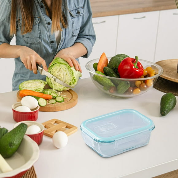 Qaailabf Glass Meal Prep Bento Box, Microwave Safe Glass Lunch Container for Students and Office Workers, Heat Resistant Food Storage Container with Lid, Dishwasher Safe Fresh-Keeping Box for School