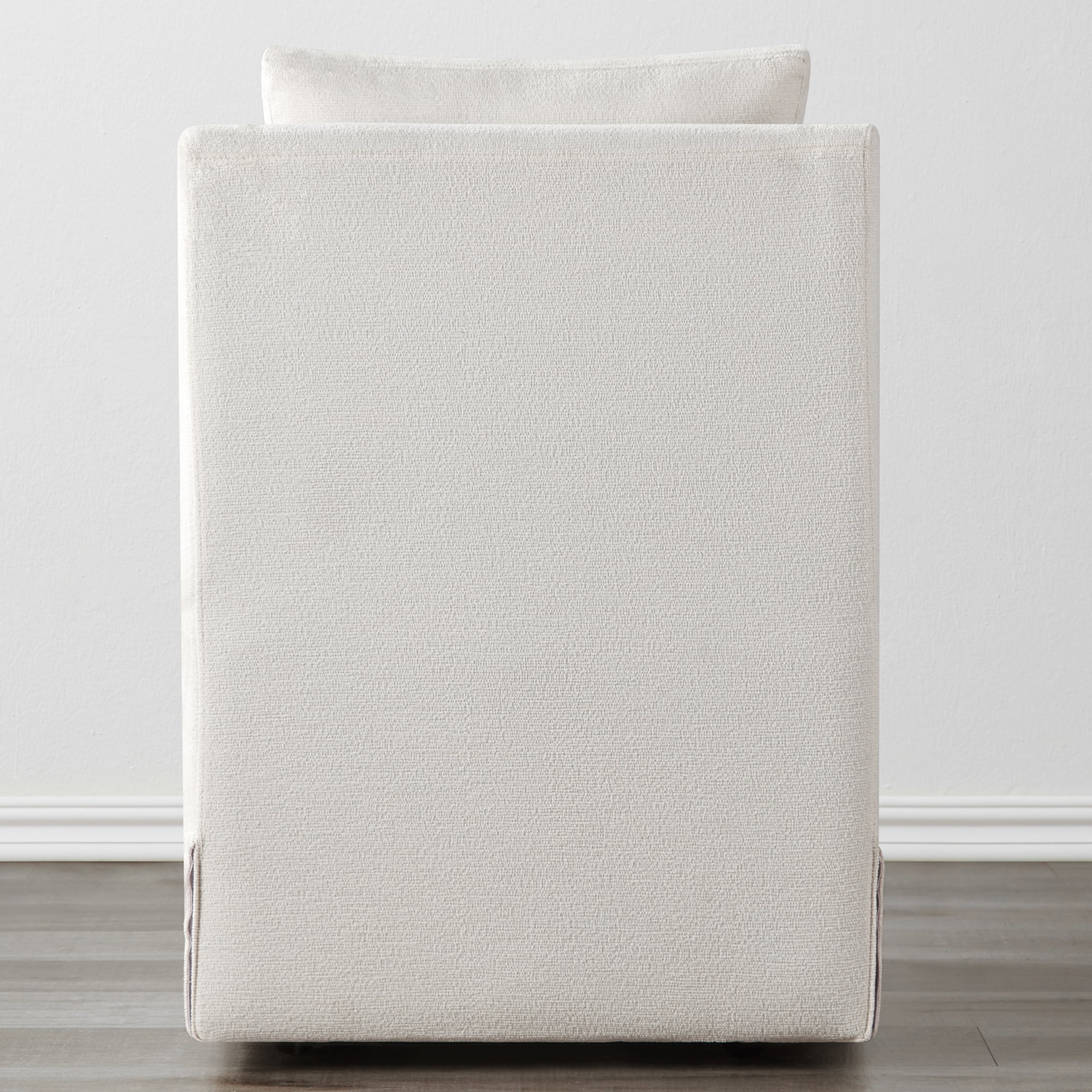 Spruce & Spring Upholstered Dining Chair with Hidden Casters, Removable Slipcover and Under-Seat Storage, Single, Ivory