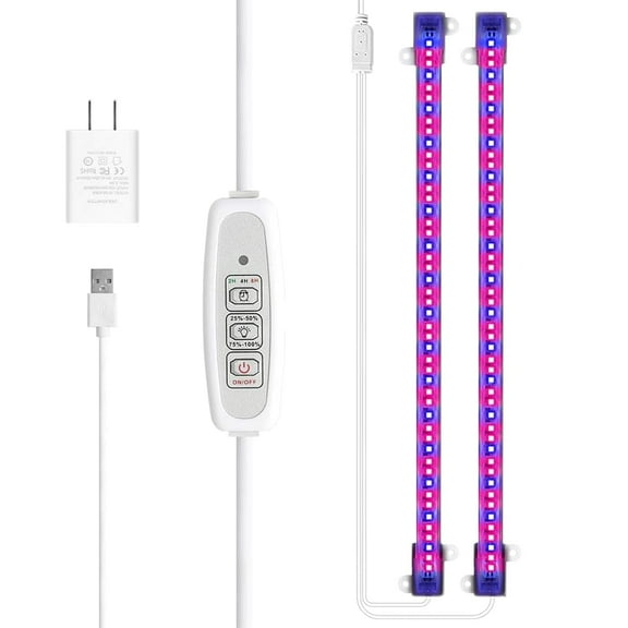 Syenll Plant Grow Light Strips, 2 Pack 20W LED Grow Lamp for Indoor Plants with Auto on/off Timer for Green House Succulent Hydroponics