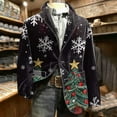 thumbnail image 2 of Lumeqa Men's Ugly Christmas Blazer Corduroy Xmas Print Holiday Party Jacket Two Button Slim Fit Business Office Blazers with Pockets, 2 of 5