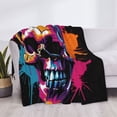 thumbnail image 3 of Balery Colorful Skull Manta de Franela con Dibujo, Lujo Ultra Suave y Cálido, Antipelusa y Resistente a las Arrugas para Cama, Sofá, Camping -80"x60", 3 of 6