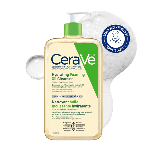 CeraVe Hydrating Foaming Oil Cleanser, Face and Body Wash with Squalane Oil and Ceramides for Dry Skin, 562mL