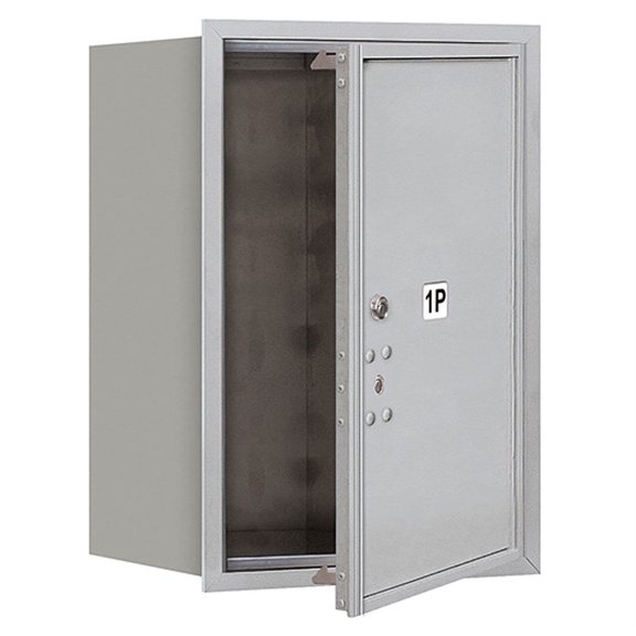 6 Door High Recessed Mounted 4C Horizontal Parcel Locker with 1 Parcel Locker in Aluminum with USPS Access - Front Loading