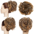 thumbnail image 2 of SEGO Messy Bun Hair Piece Ponytail Hair Extension Synthetic Scrunchy Wavy Real Hair Bun Fake Hair Elastic Hair Extensions for Women Black/Blonde/Palm Colors, 2 of 8