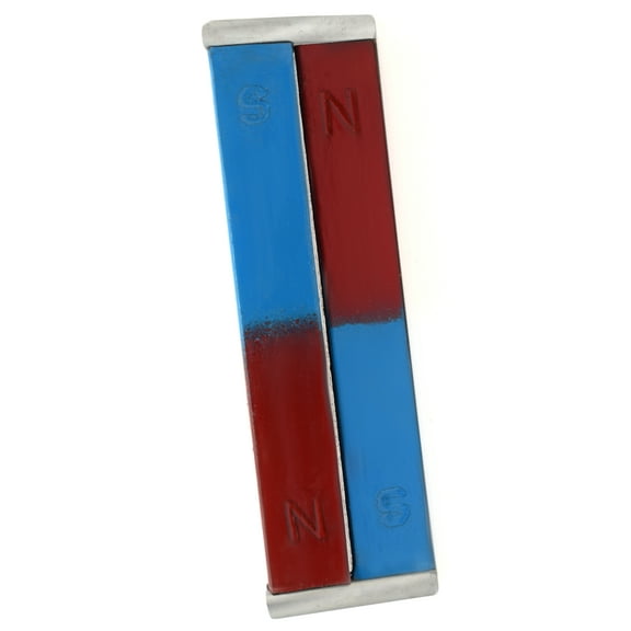 Bar Magnets, Set of 2 Magnets - N/S - Chrome Steel - 2.95" x 0.5" x 0.1" - With Keepers - Eisco Labs