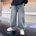 thumbnail image 2 of kpoplk Boys Baggy Jeans for Kids Teen Casual Straight Wide Leg Cargo Jeans Y2K Loose Elastic Waist Denim Pants Trousers with Pockets(Blue,7-8 Y), 2 of 9