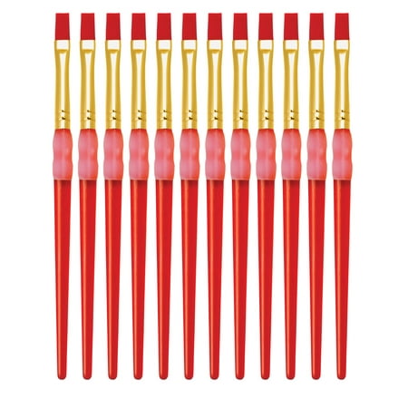 Royal Brush Big Kids Choice Flat Synthetic Hair Soft Rubber Grip Handle Paint Brush, Size 8, Pack of