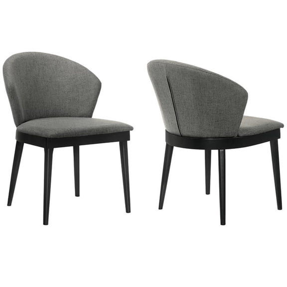 Maklaine 19" Modern Wood Dining Side Chairs in Charcoal (Set of 2)