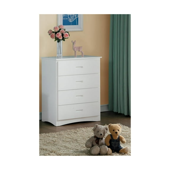 Wooden Four Drawer Chest With Cutout Handles  White
