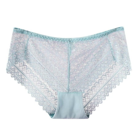 

WZHKSN Female Lace Panties Light Blue Briefs Briefs 1-Pack
