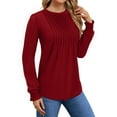 thumbnail image 2 of OALUXE Pleated Blouses for Women Long Sleeve Shirts Dressy Casual Tunic Tops with Smocked Cuffs, 2 of 7