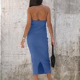 thumbnail image 6 of Women's Summer Sexy Solid Neck Bodycon Maxi Dresses Slimming Backless Sleeveless Knit Ribbed Cocktail Party Dress, 6 of 7