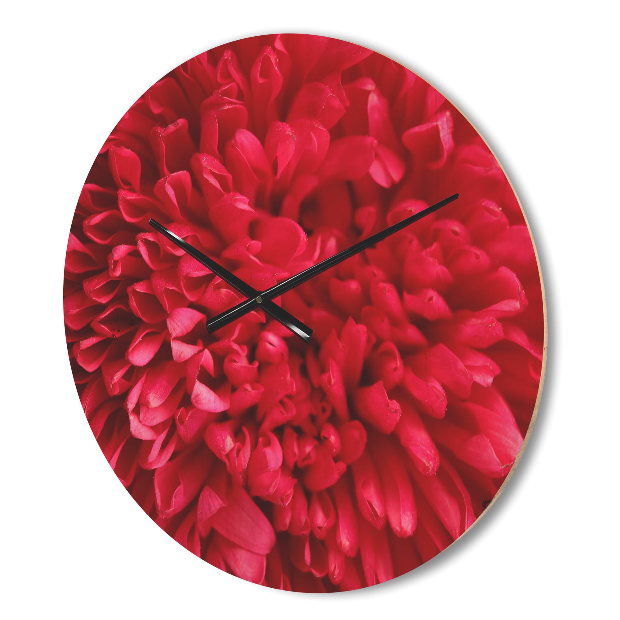 Designart 'Close up Pink Aster Flower Petals ' Modern Wood Wall Clock