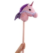 Ponyland Giddy-Up Fantasy 28" Stick Horse Plush, Pink Unicorn w/sound